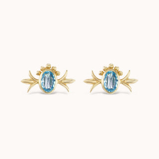 Squash Blossom Oval Studs Aquamarine