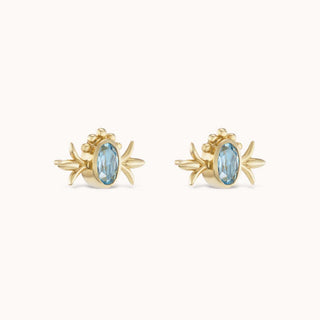 Squash Blossom Oval Studs Aquamarine