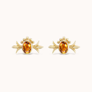 Squash Blossom Oval Studs Citrine