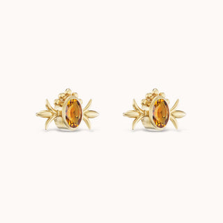 Squash Blossom Oval Studs Citrine