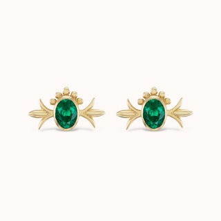 Squash Blossom Oval Studs Emerald