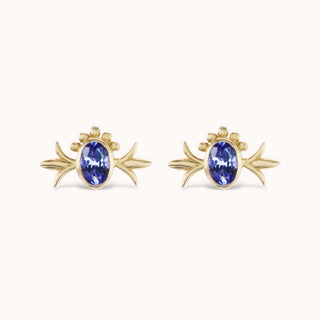 Squash Blossom Oval Studs Tanzanite