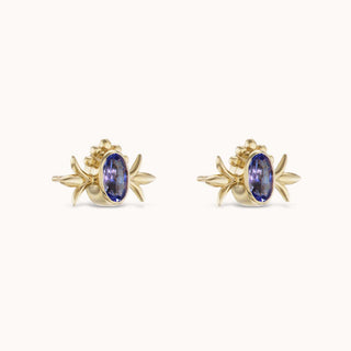 Squash Blossom Oval Studs Tanzanite