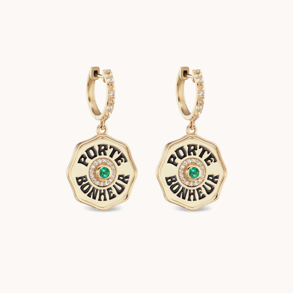 Mini Porte Bonheur Earrings Emerald | Marlo Laz