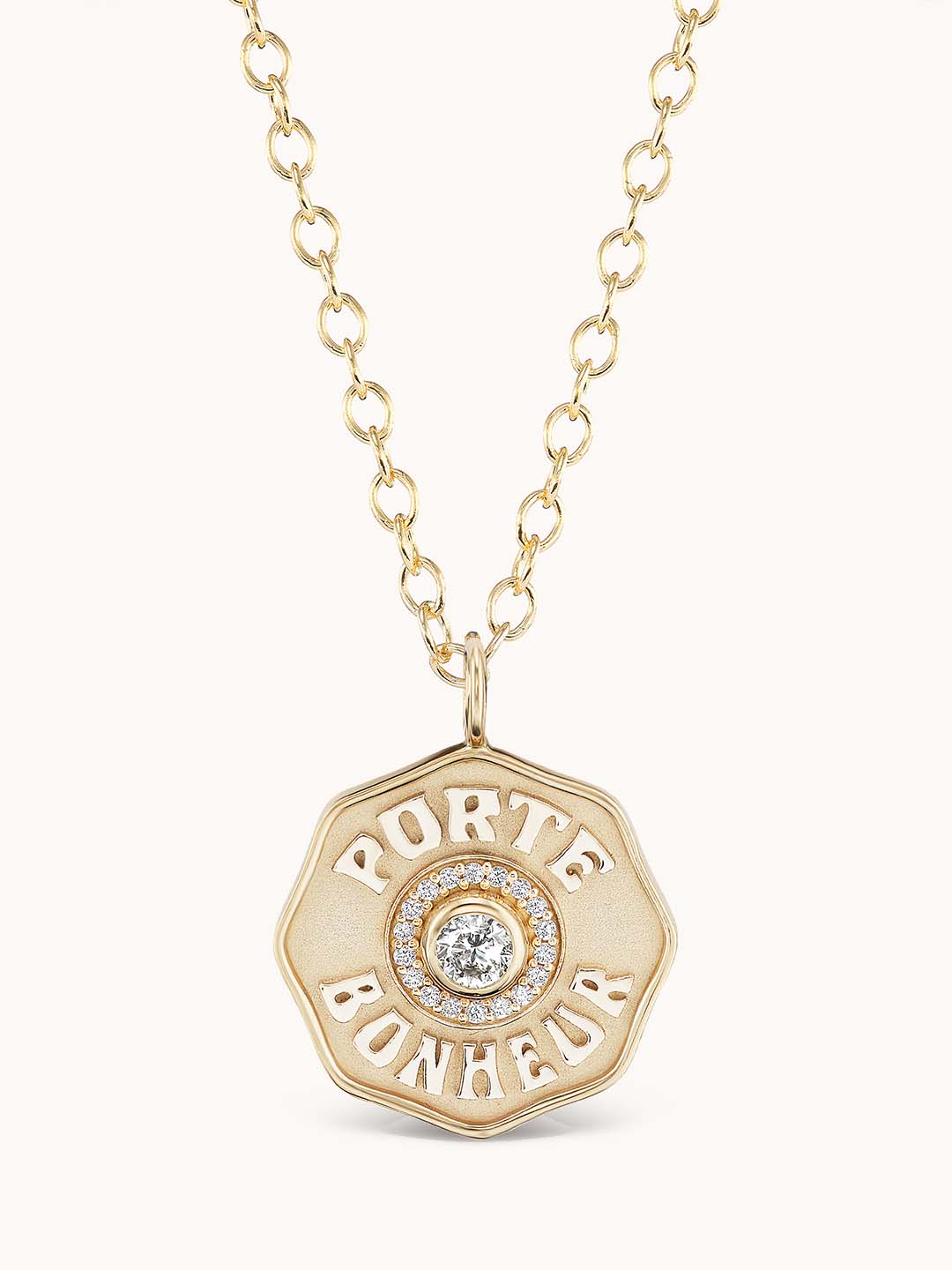 Large Raised Gold Porte Bonheur Diamond | Marlo Laz