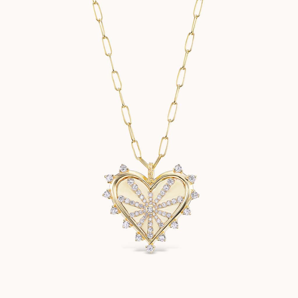 Small Spiked Heart Pavé Necklace 18 Chain