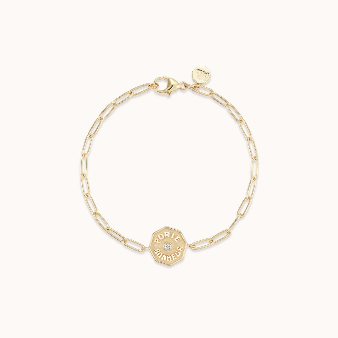 Petite PB Bracelet Raised Gold White Diamond